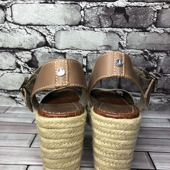 Sam Edelman Dimitree Putty Dark Ankle Strap Espadrille Wedges Women’s Sz 9.5M US - Picture 14 of 16